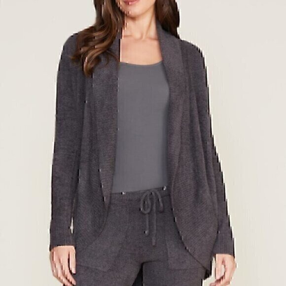 Barefoot Dreams Sweaters - BAREFOOT DREAMS CozyChic Lite Circle Cardi Purple Gray ish Open Cardigan Sweater